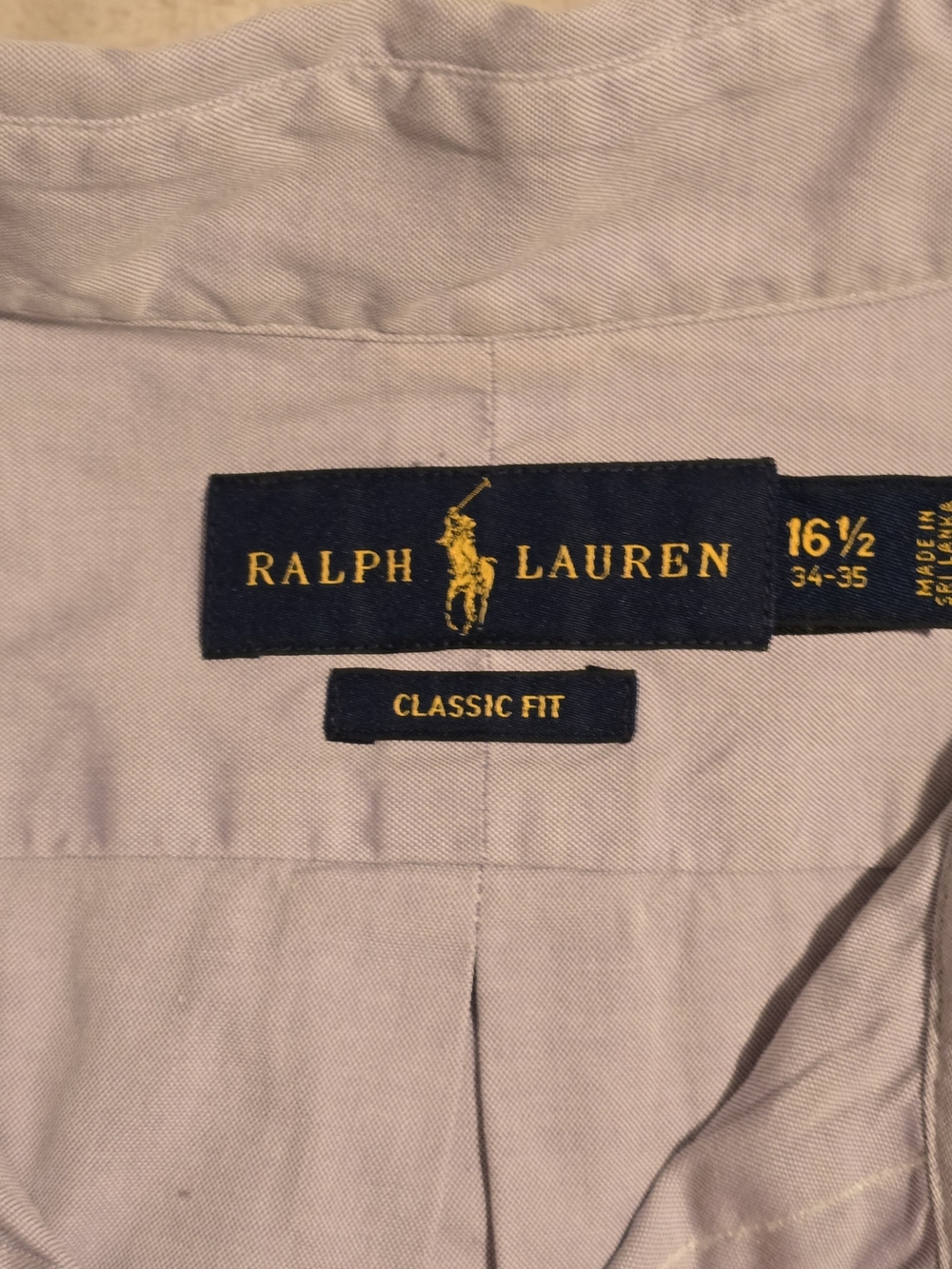Ralph Lauren Classic Fit Mens 16.5 34-35 Lavender Button Down Shirt 100% Cotton - Picture 2 of 9
